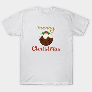 Merry Christmas+Pudding Illustration T-Shirt